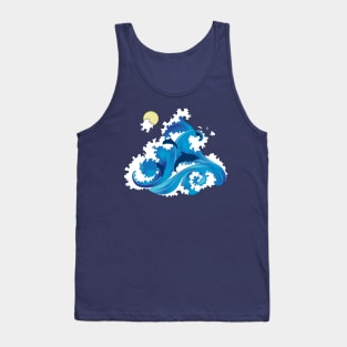 Big Waves and Dolphins Playing Tank Top